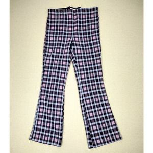 Maeve Anthropologie Pants Women's XS Purple Plaid Crop Kick Flare Knit Pull On